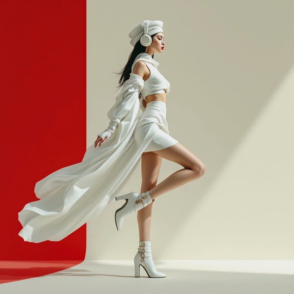 Ethereal Futuristic Goddess in White