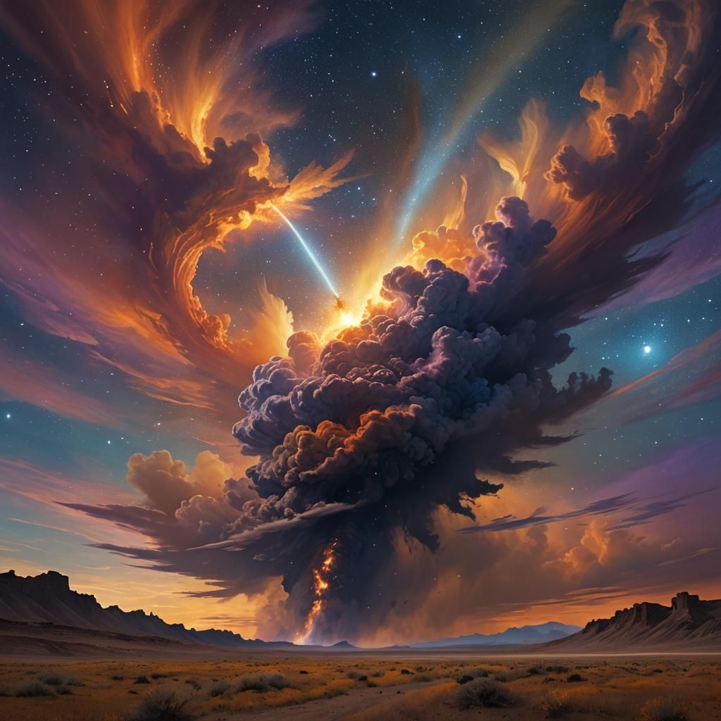 Halley's Comet Illuminates the Dark Sky as Digital Art