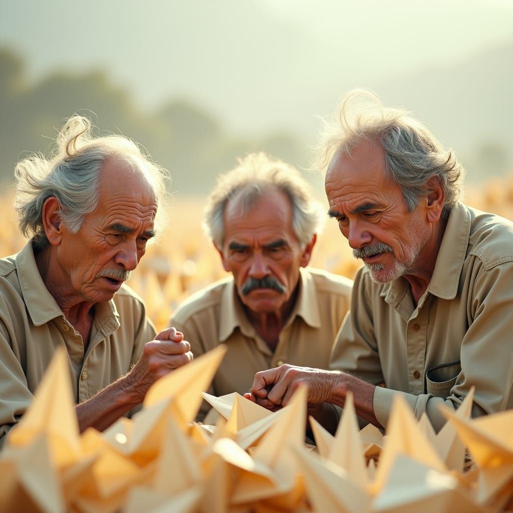 Farmers' Origami Frustration: Paper Landscape in Soft Focus