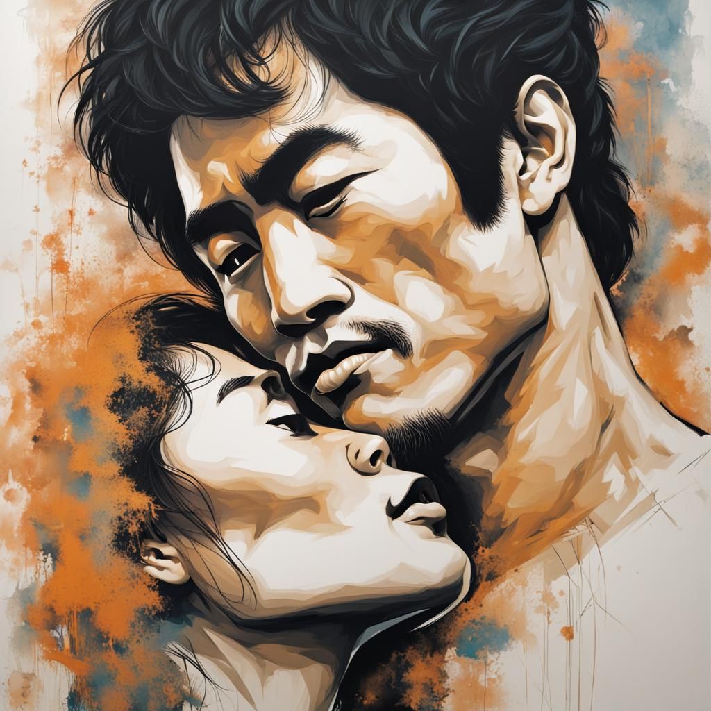 Abstract Art: Bruce Lee and Asian Beauty Embrace