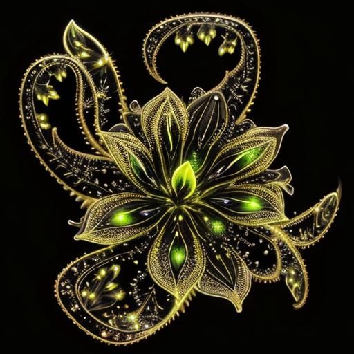 Bioluminescent Fractal Plants in a Galactic Sky