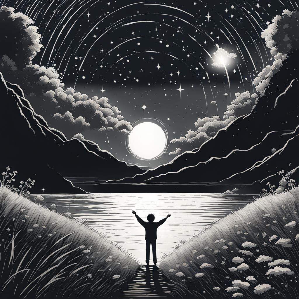 Hopeful Figure Reaching for Stars, Anime Key Visual