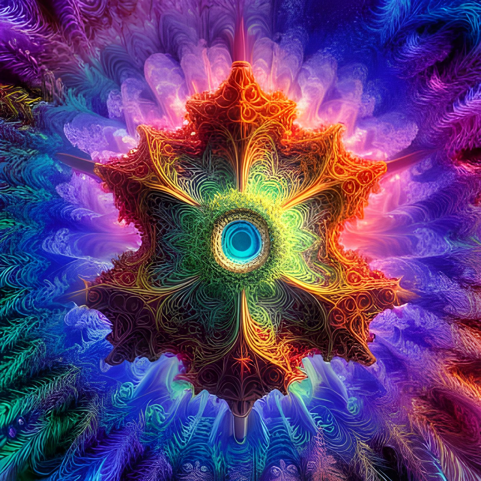 Opalescent Fractal Disassembly in Ethereal Gothic Style