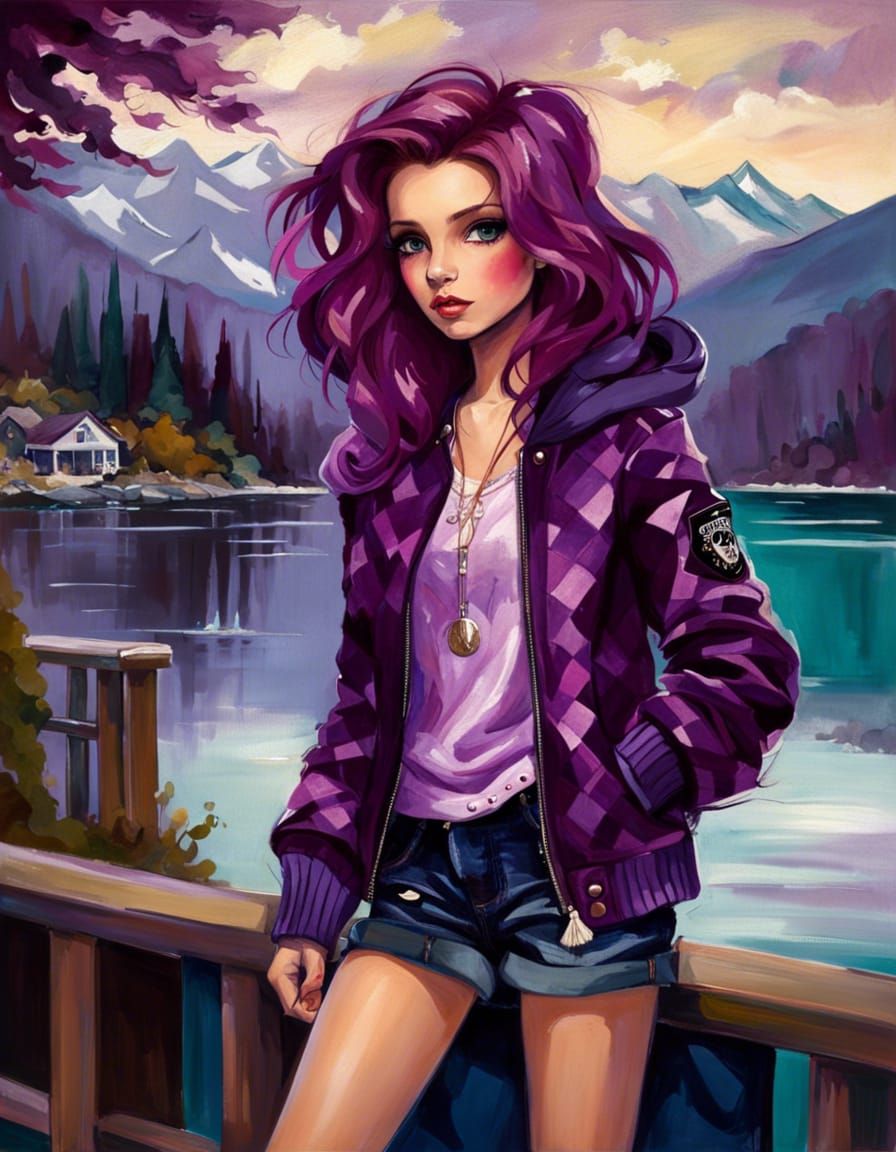 Colorful Portrait on Lake House Patio