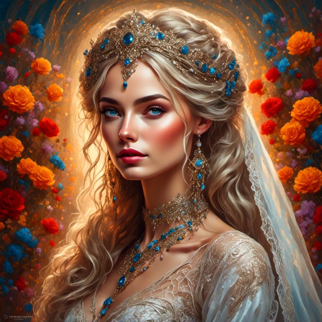 Beautiful Bride Portrait with Luminescent Linework