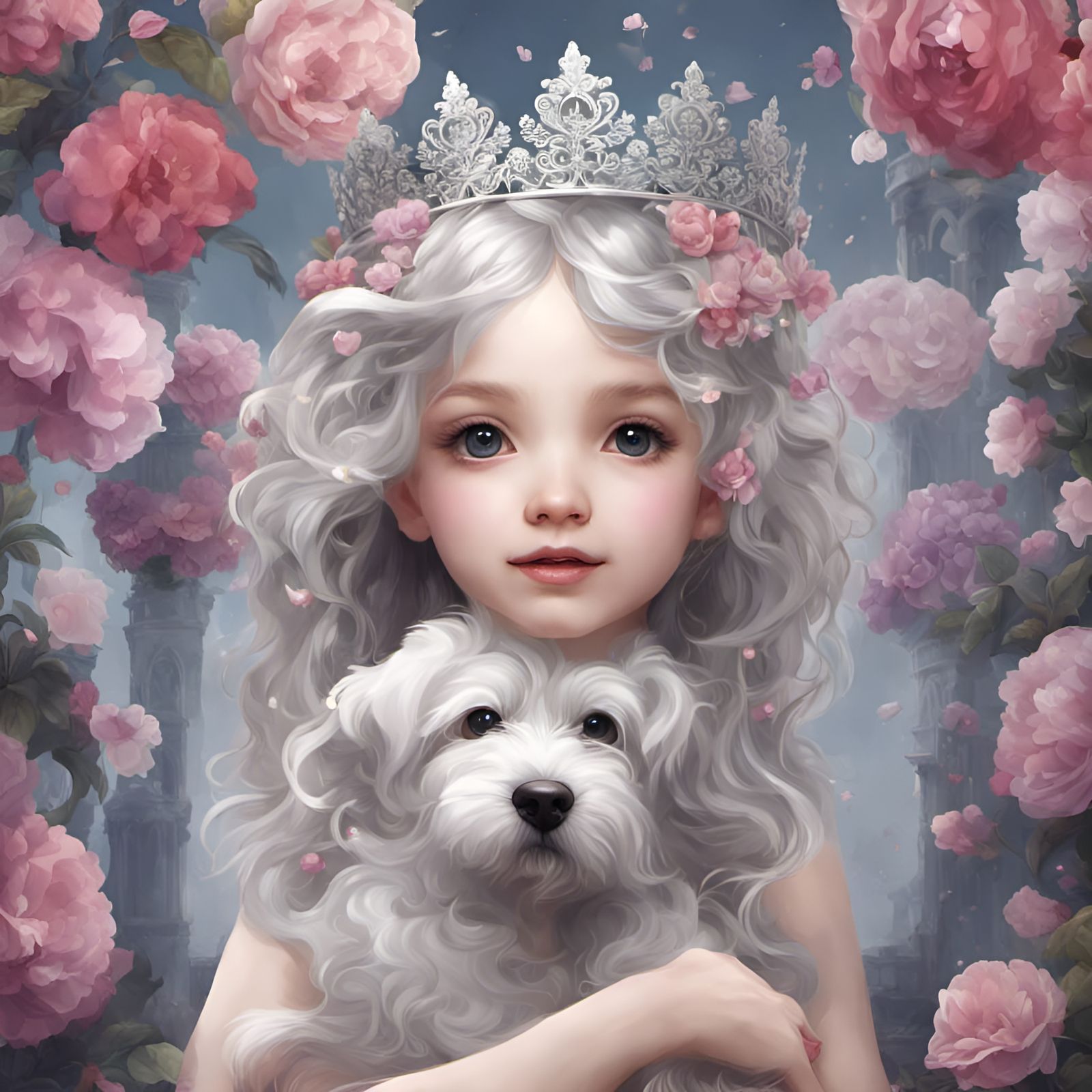 Silver Flower Princess in Cartoon Art Style