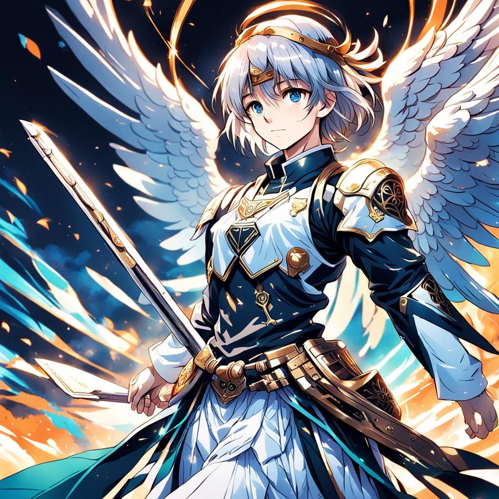 Beautiful Angel in Anime Cel-Shaded Style