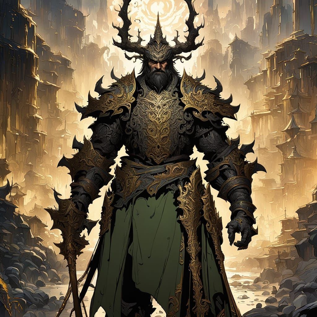 Heroic Dwarven Noble in Gritty Watercolour Style