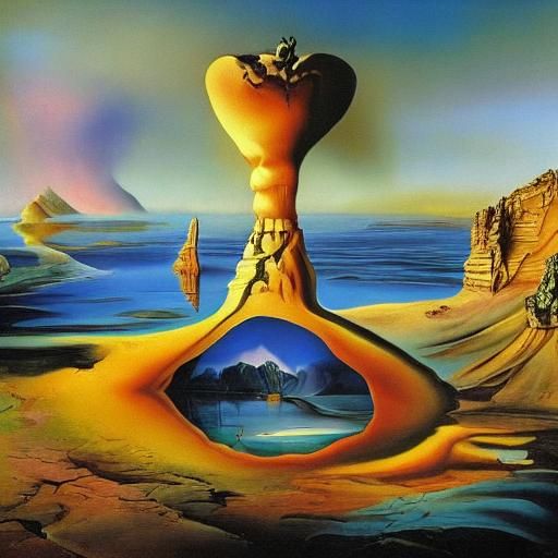 Desert Canyon Mural in Expressionist Impasto Style