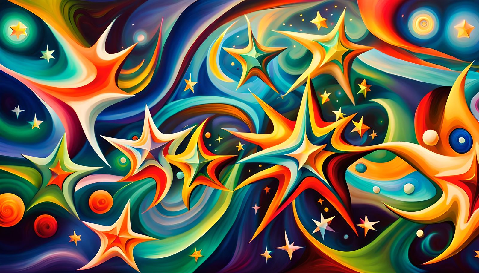 Iridescent Stars in Electromagnetic Plasma: Impasto Painting
