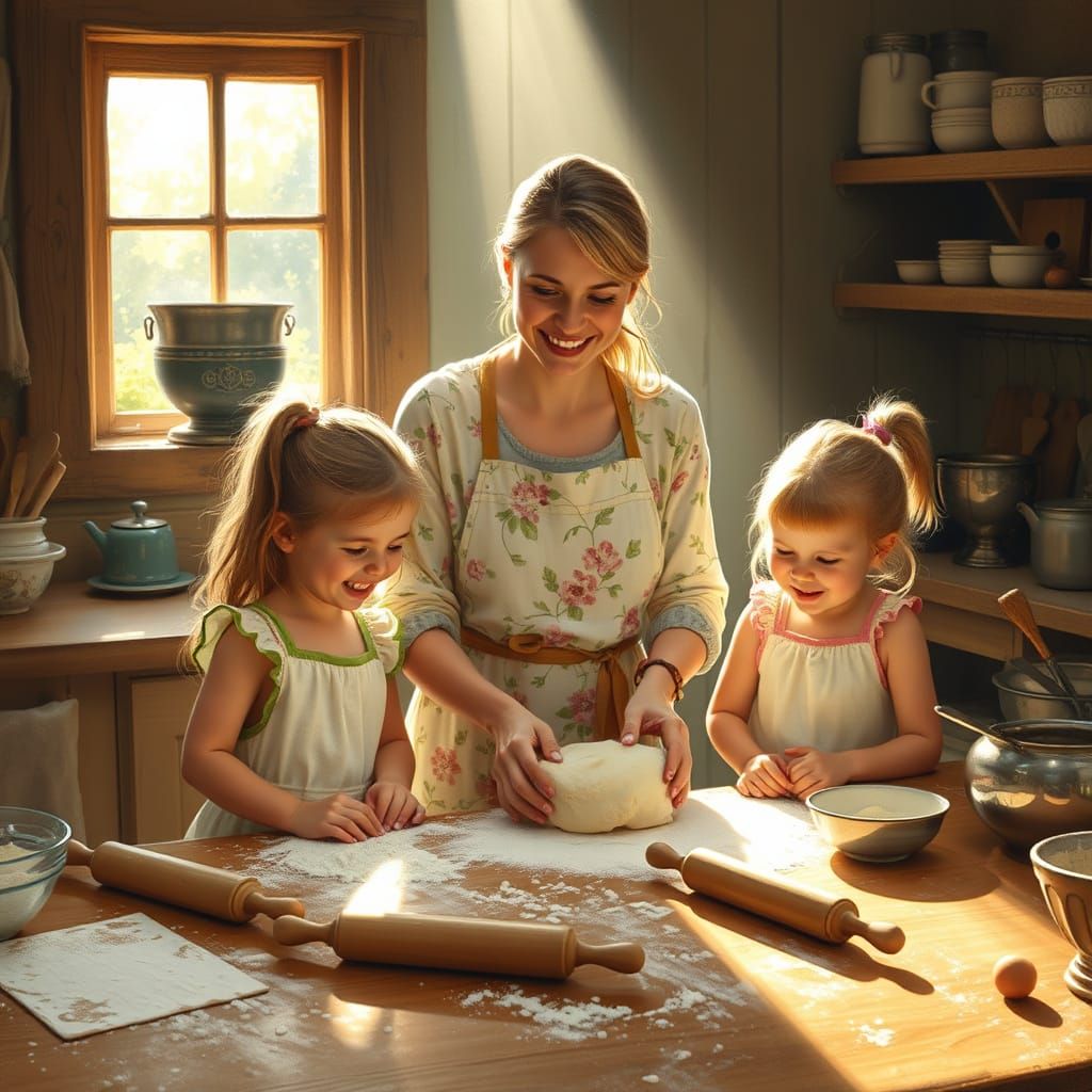Cozy Morning in a Rustic Kitchen