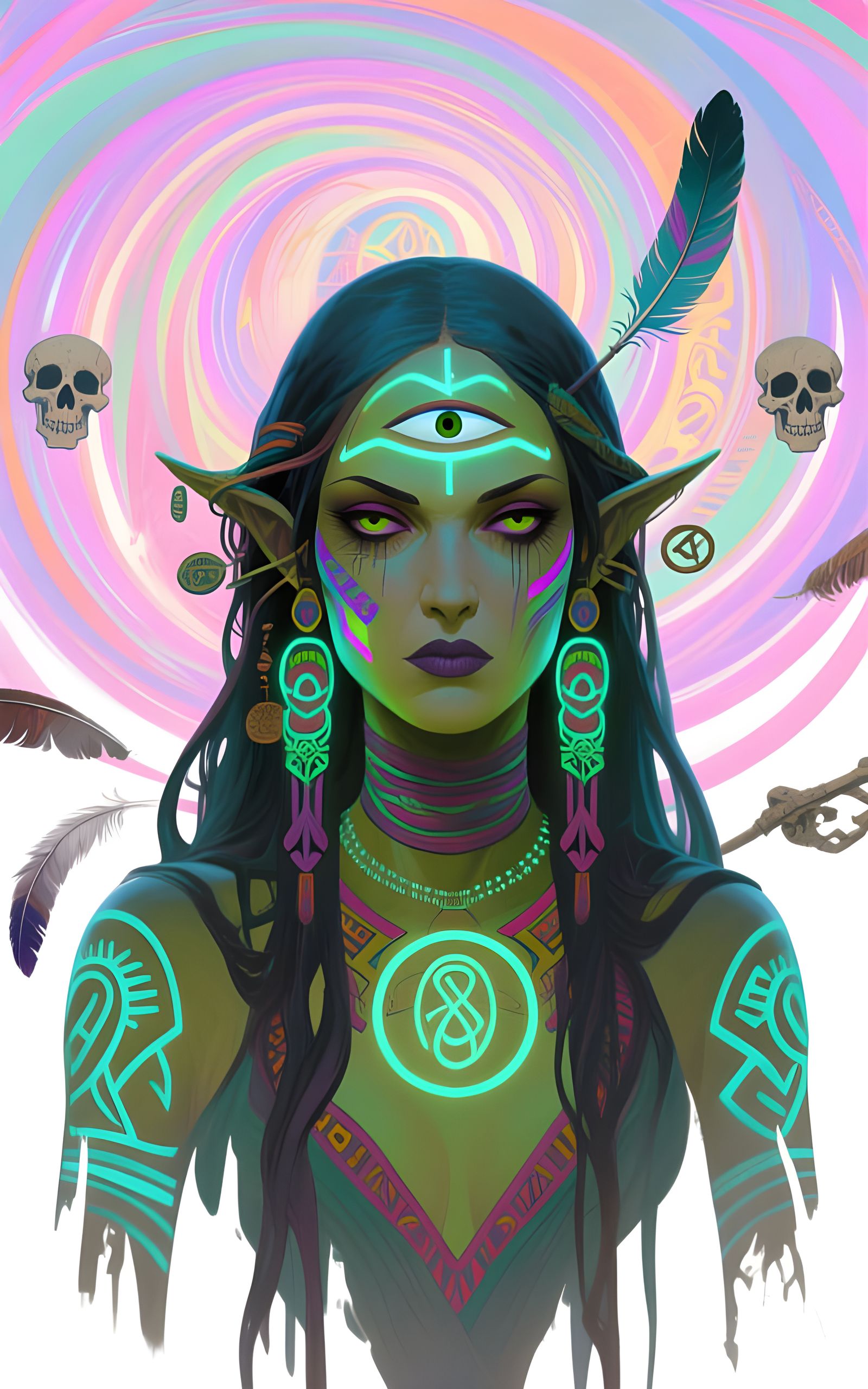 Psychedelic Voodoo Priestess in Post-Apocalyptic World