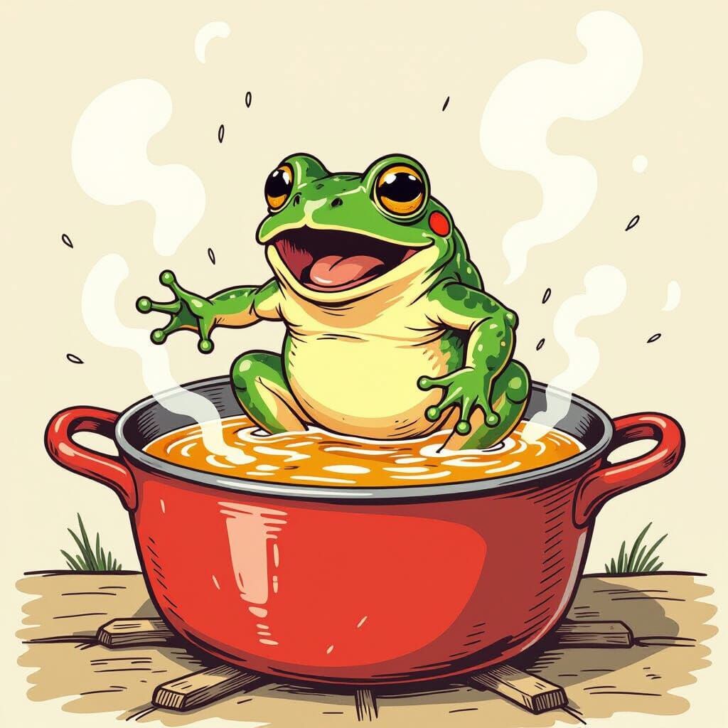 Terrified Frog Leaping from Boiling Water