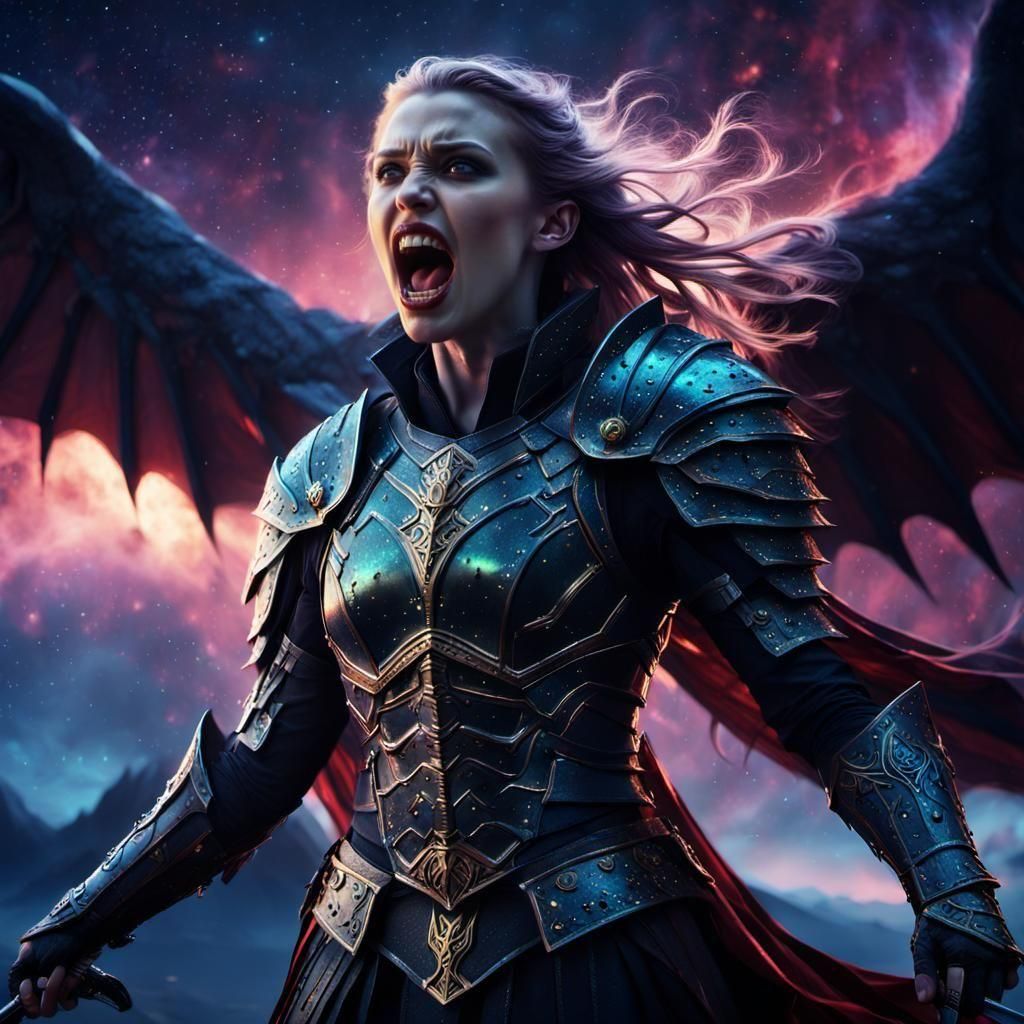 Vampire Valkyrie Screaming at the Night Sky