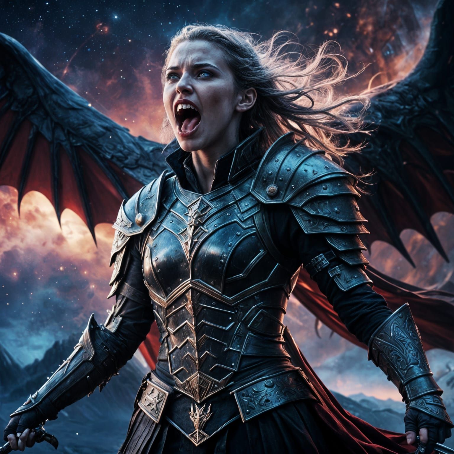 Vampire Valkyrie Screaming in the Night Sky