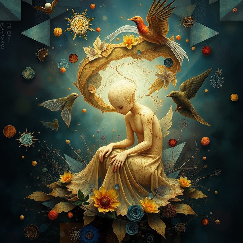 Surreal Figure in Cosmic Tapestry