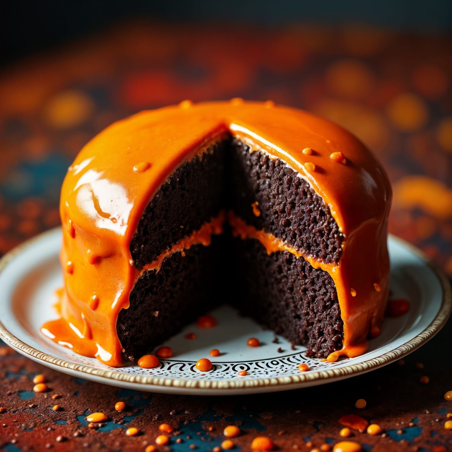 Dark Chocolate Devil's Food Cake in Hyperrealistic Style