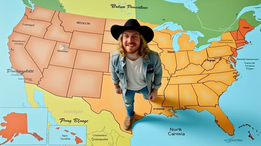 Cowboy on America Map: Photorealistic Portrait
