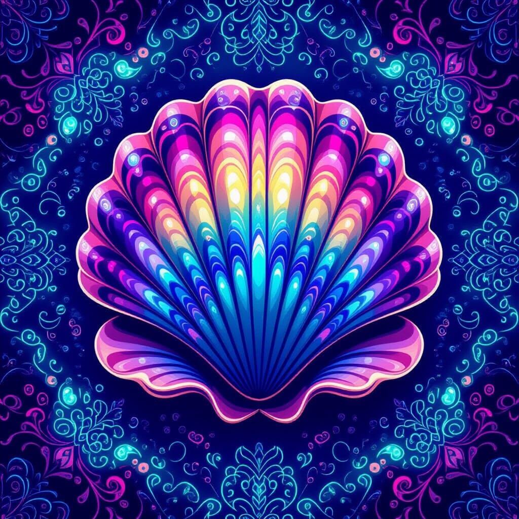 Kaleidoscopic Clamshells in Radiant Purples and Blues