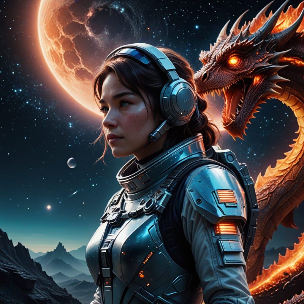 Ethereal Beauty in Sci-Fi Elegance: A Galactic Warrior