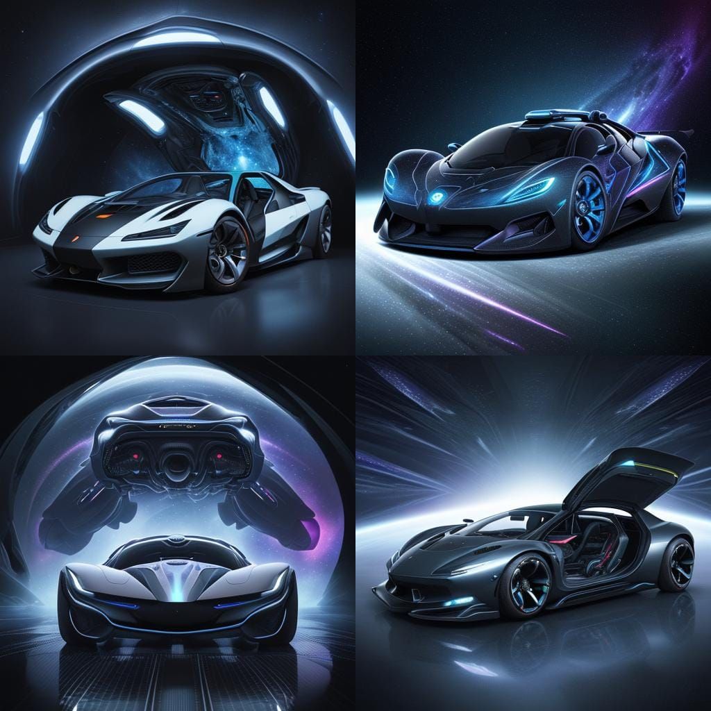Futuristic Car Lost in the Abyss of Space