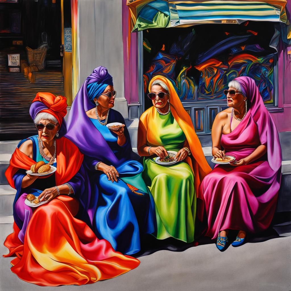 Rainbow Satin Ladies in Graffiti Splash Art Style