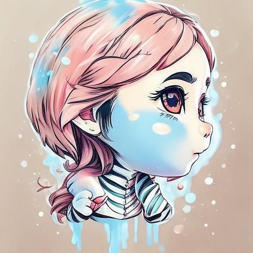Charming Chibi Lady Blowing Kisses