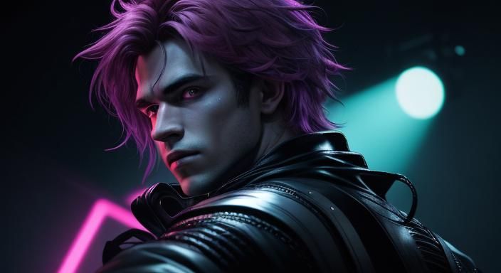 Shy Techno Party Dancer in Moody Neon Light