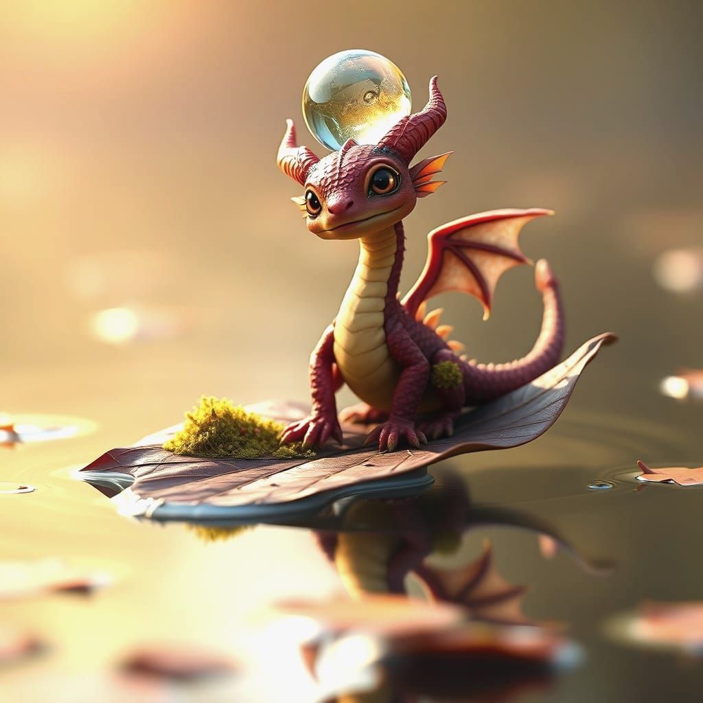 Vibrant Autumn Water Dragon in Hyperrealistic Style