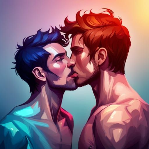 Passionate Kiss: Hyperdetailed Portrait in Art Nouveau Style