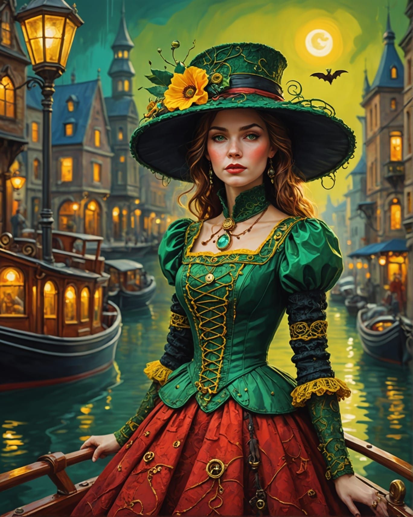 Steampunk Halloween Honeycreeper in Klimt Crochet Style