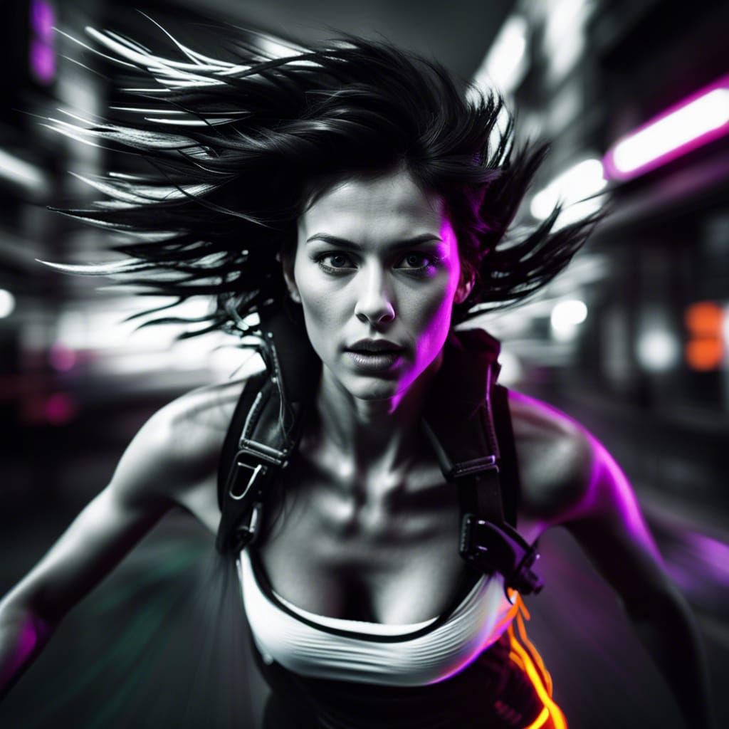 Cyberpunk Runner in Neon City
