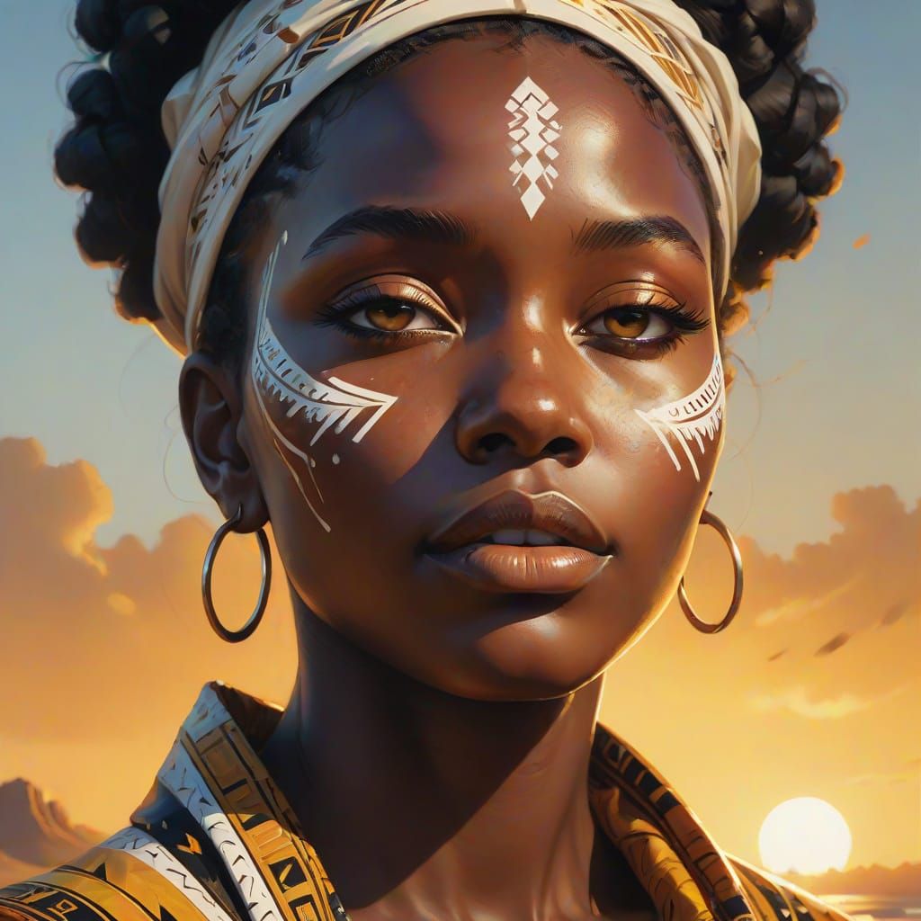 Harmonious Portrait with Impasto Texture and Glowing Aura