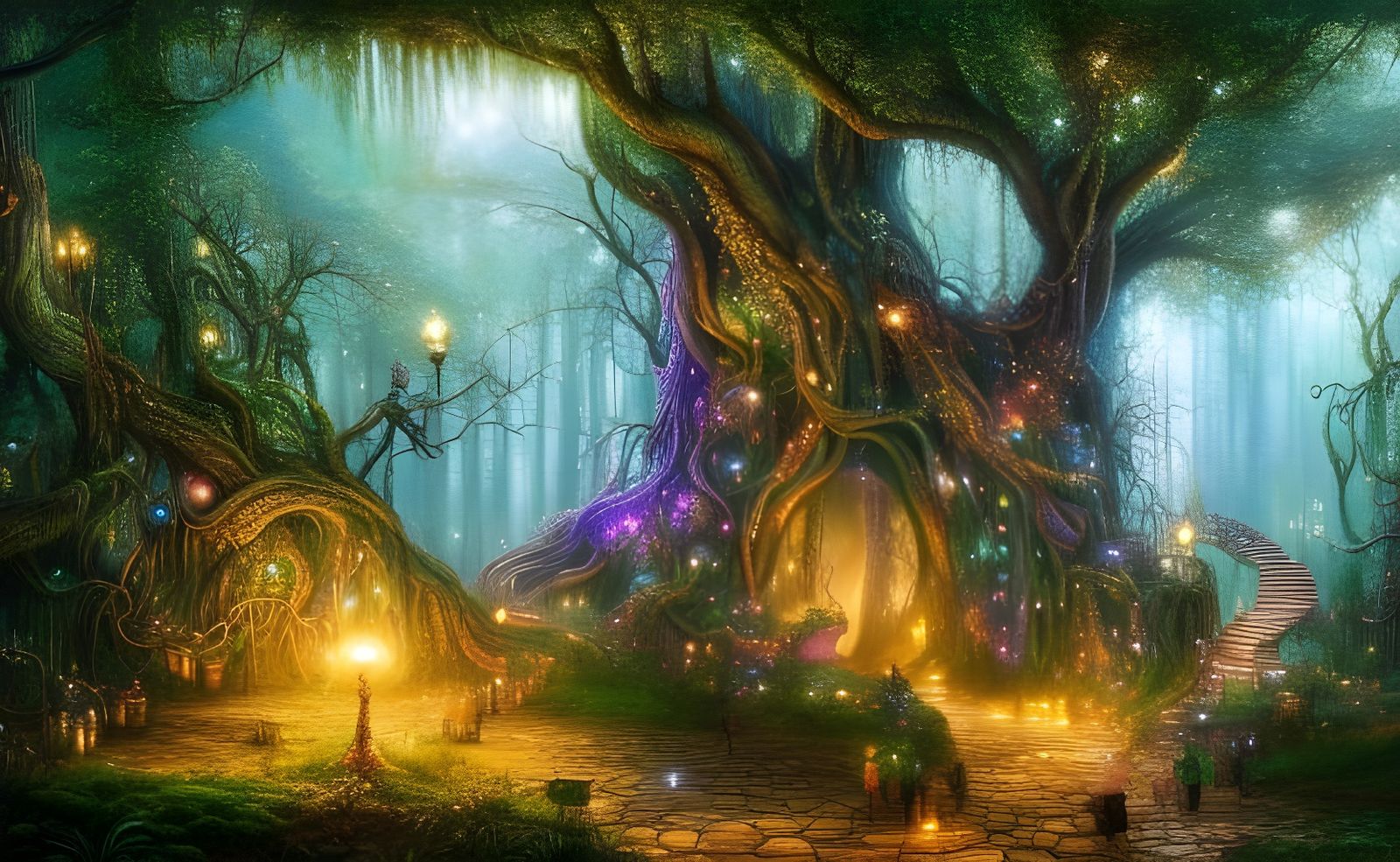 Magical Tree of Life in Enchanted Forest