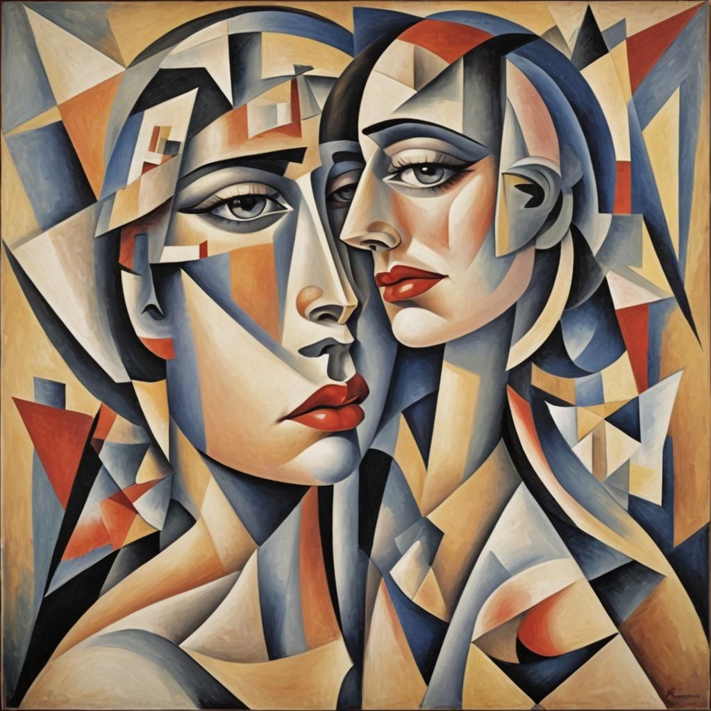 Gender Fluid Portrait in Abstract Cubism Style