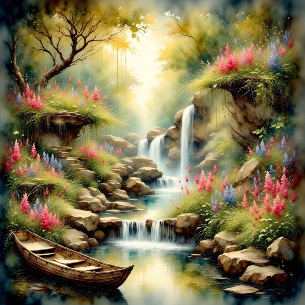 Ethereal Paradise in Watercolor