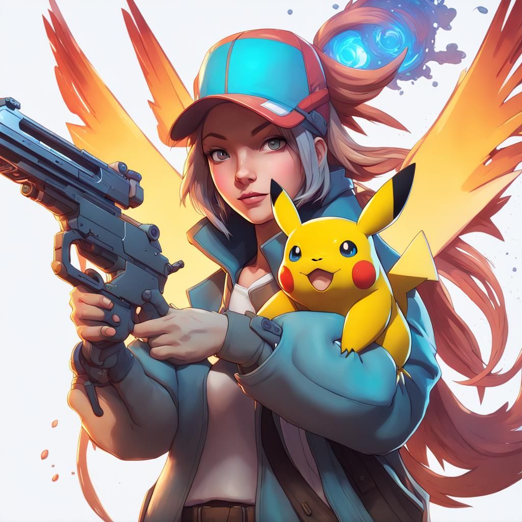 Pokémon with a Gun: Hyperdetailed Digital Portrait