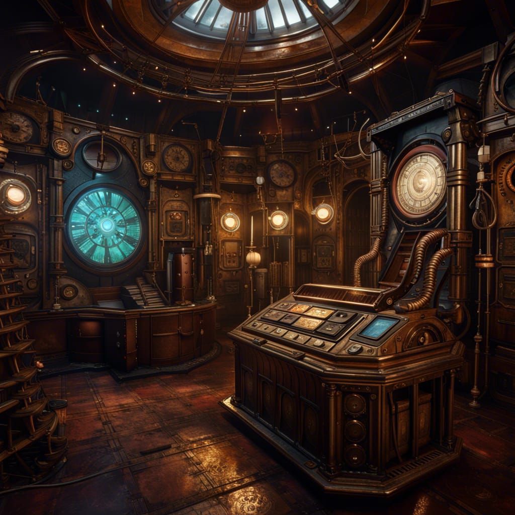 Steampunk Doctor Who Console Room: Detailed Matte Painting