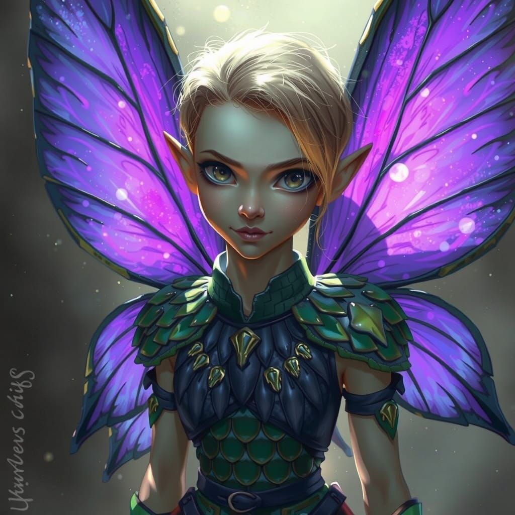 Fairy Knight with Dragonfly Wings in Fantasy Style