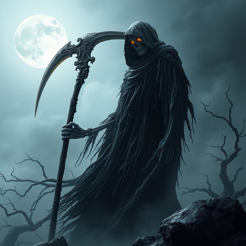 Glowing red eyes Grim Reaper