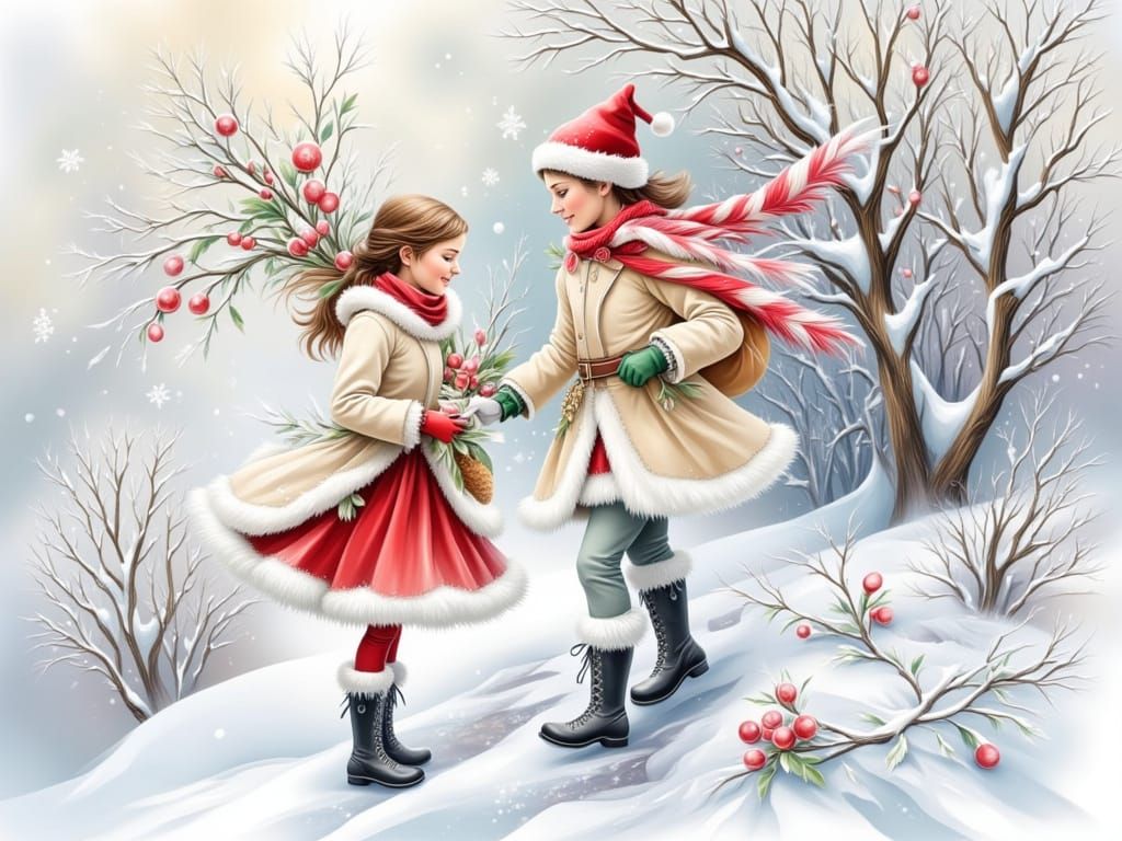 Frosted Winter Landscape in Pastel Hues