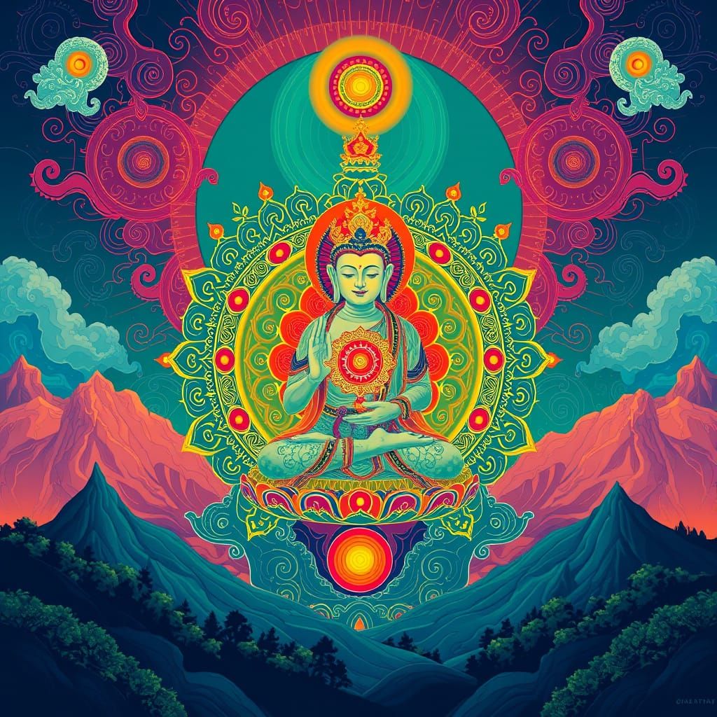 Vibrant Muladhara Yantra in Digital Art Style