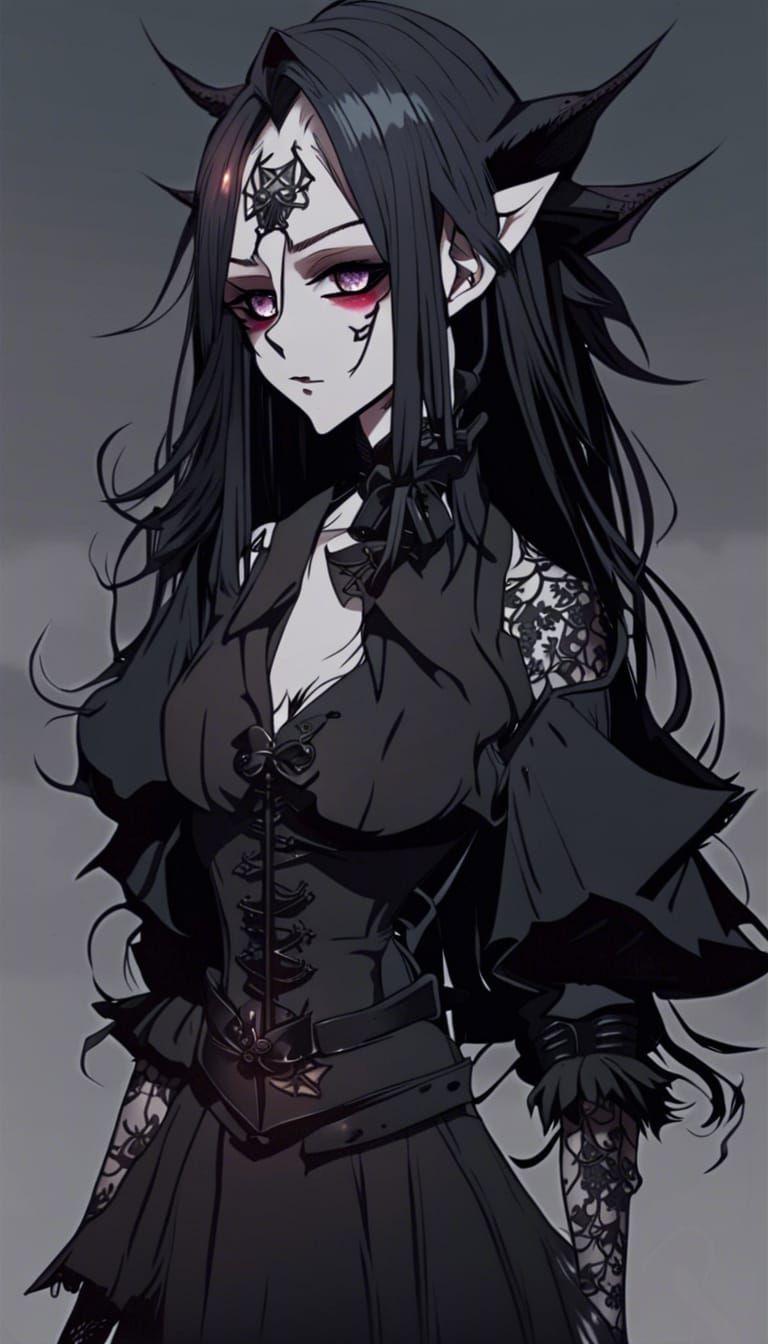 Goth Goblin Dark Lord in Anime Manga Style