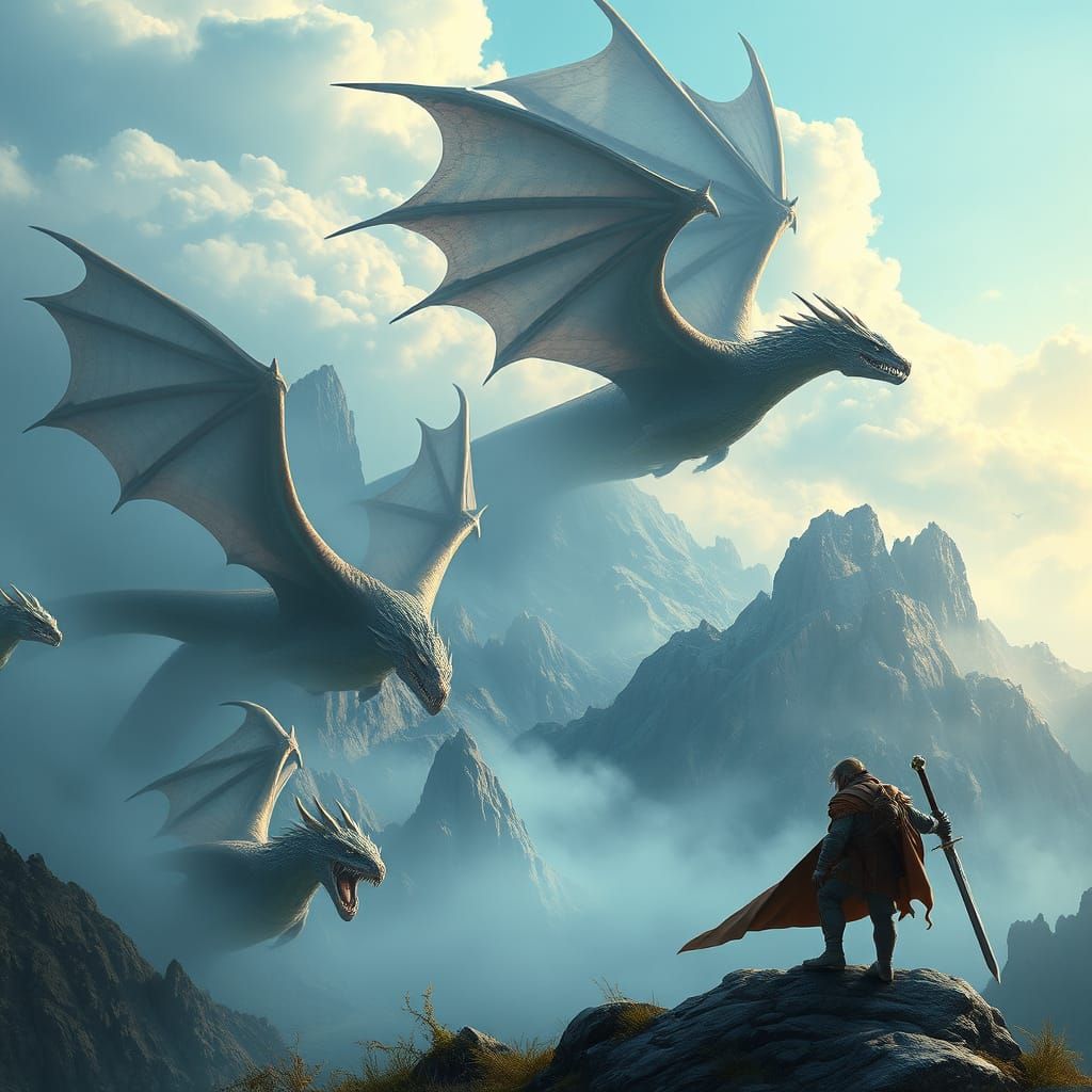 Mystical Realm of Majestic Dragons and Heroes