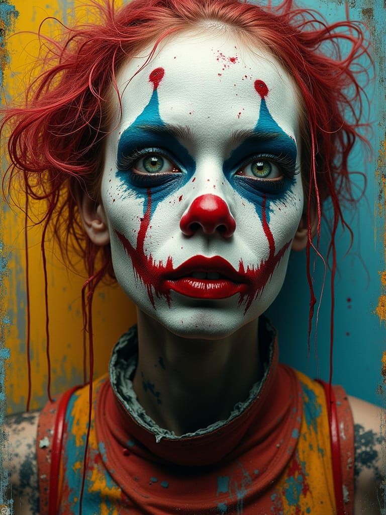 Punk Carnival Portrait With Abstract Expressionist Style