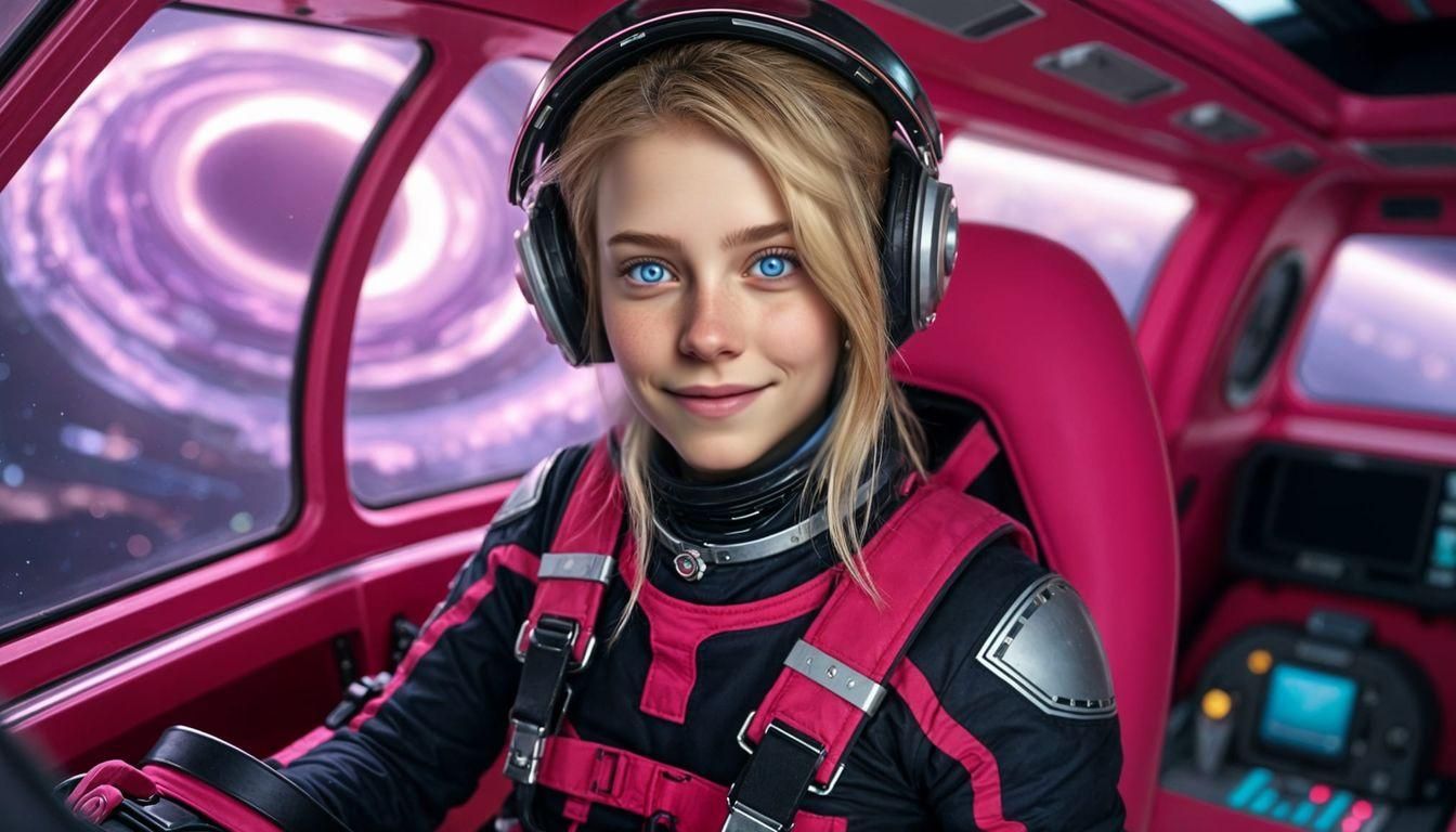 Astronaut in Pink Spaceship Cockpit in Ultra Detail