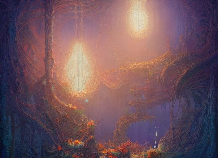 Mystical Underwater Fractals with Glowing Lights