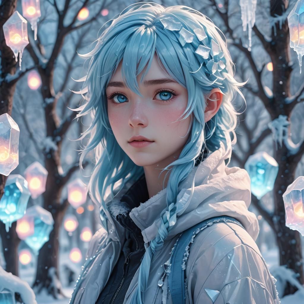 Icy Youth in Frozen Jelly World: 3D Anime Art