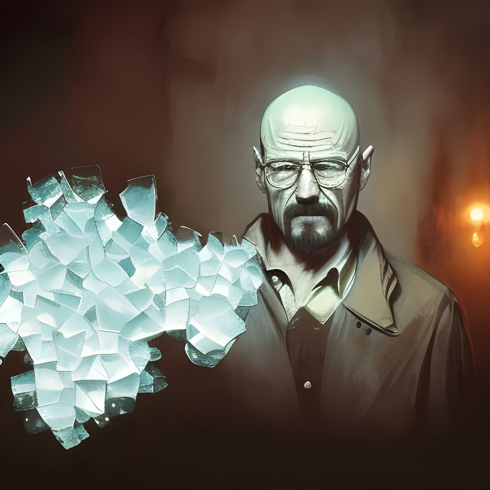 Blue Crystals Display in Dark Fantasy Style