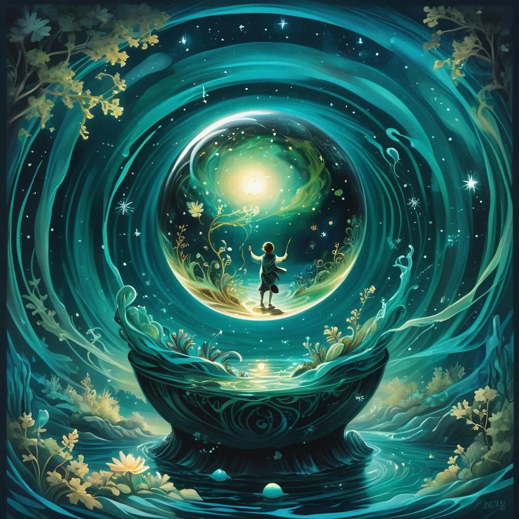 Glowing Orb Portrait with Will o' Wisps